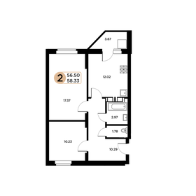 Квартира 58,6 м², 2-комнатная - изображение 1