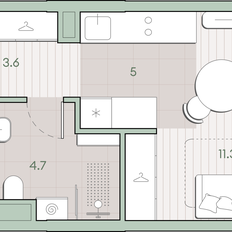 Квартира 24,6 м², студия - изображение 2