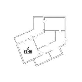 Квартира 58,6 м², 2-комнатная - изображение 1