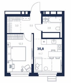 Квартира 35,8 м², 1-комнатная - изображение 1