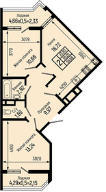 Квартира 59,7 м², 2-комнатная - изображение 1