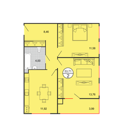 Квартира 53,7 м², 2-комнатная - изображение 1