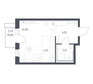 Квартира 27,7 м², студия - изображение 1