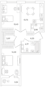 Квартира 60,3 м², 2-комнатная - изображение 1