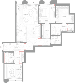 Квартира 127,9 м², 2-комнатная - изображение 2