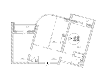 Квартира 105 м², 2-комнатная - изображение 1
