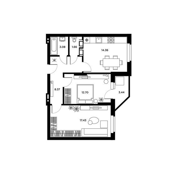 61,3 м², 2-комнатная квартира 7 712 500 ₽ - изображение 9