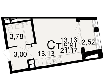 Квартира 21,2 м², студия - изображение 1