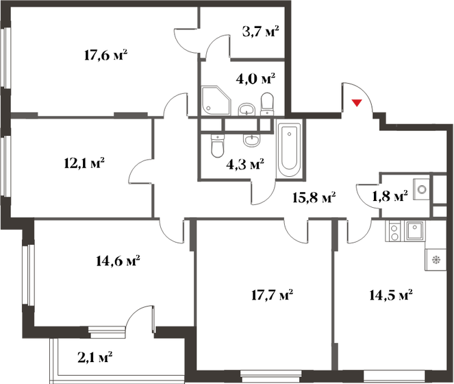 106,1 м², 4-комнатная квартира 38 169 504 ₽ - изображение 1