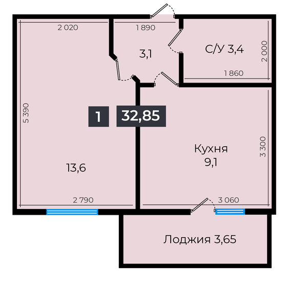 25,3 м², 1-комнатная квартира 3 289 000 ₽ - изображение 7