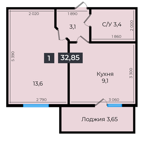 Квартира 32,7 м², 1-комнатная - изображение 1