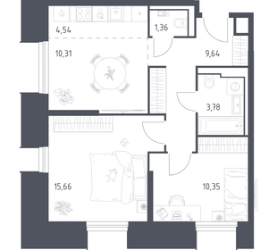 Квартира 55,6 м², 2-комнатные - изображение 1