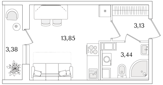 Квартира 22,1 м², студия - изображение 1