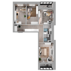 Квартира 74,3 м², 3-комнатная - изображение 2