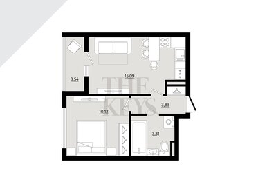 Квартира 34,1 м², 1-комнатная - изображение 1