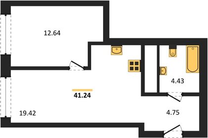 Квартира 41,2 м², 1-комнатная - изображение 1