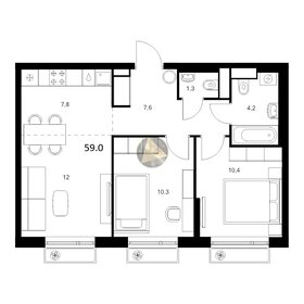 Квартира 59 м², 2-комнатная - изображение 1