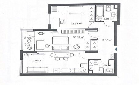 Квартира 70 м², 2-комнатная - изображение 1
