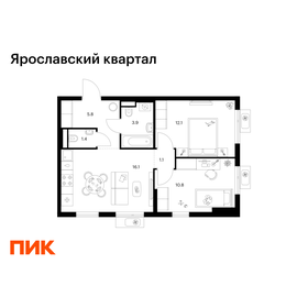 Квартира 51,2 м², 2-комнатная - изображение 1