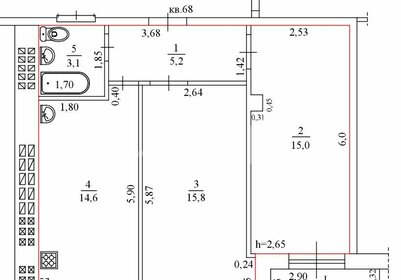 Квартира 53,7 м², 2-комнатная - изображение 1