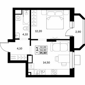 Квартира 35,8 м², 1-комнатная - изображение 1