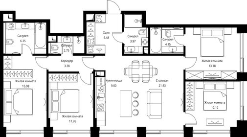 Квартира 109,7 м², 4-комнатная - изображение 2