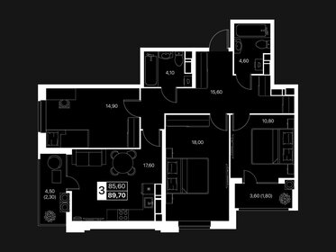 Квартира 89,7 м², 3-комнатная - изображение 1