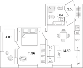 Квартира 35,1 м², 1-комнатная - изображение 1