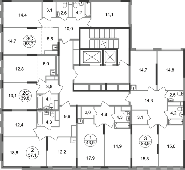 63,3 м², 3-комнатная квартира 14 500 000 ₽ - изображение 114