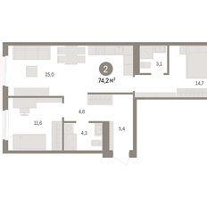 Квартира 74,2 м², 2-комнатная - изображение 3