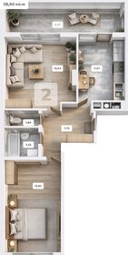 Квартира 65,5 м², 2-комнатная - изображение 1