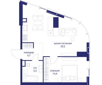 Квартира 53,8 м², 1-комнатная - изображение 2