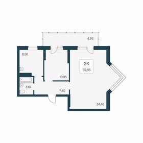 Квартира 69,9 м², 2-комнатная - изображение 1