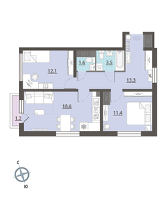 Квартира 60,8 м², 2-комнатная - изображение 2