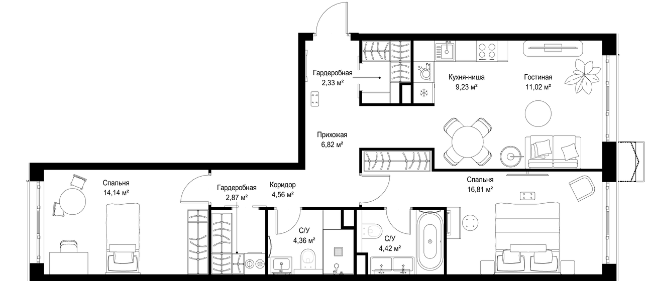 64 м², 2-комнатная квартира 22 211 280 ₽ - изображение 38