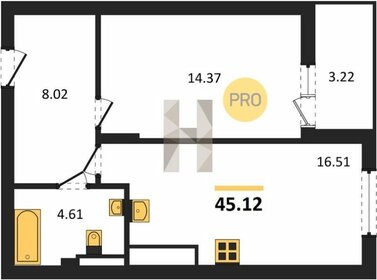 Квартира 46,2 м², 1-комнатная - изображение 1