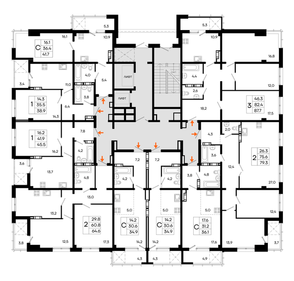 87,7 м², 3-комнатная квартира 13 755 000 ₽ - изображение 78