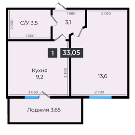 Квартира 33 м², 1-комнатная - изображение 1