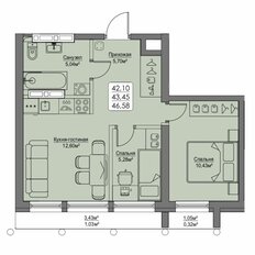 Квартира 43,5 м², 2-комнатная - изображение 4
