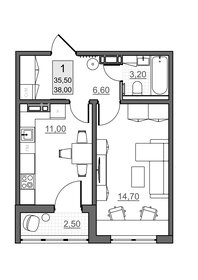 Квартира 35,5 м², 1-комнатная - изображение 2