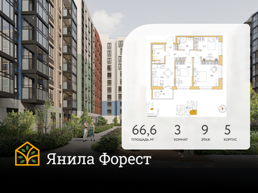 Квартира 66,6 м², 3-комнатная - изображение 1