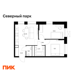Квартира 44,2 м², 2-комнатная - изображение 1