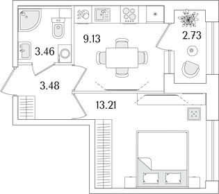 Квартира 30,7 м², 1-комнатная - изображение 1