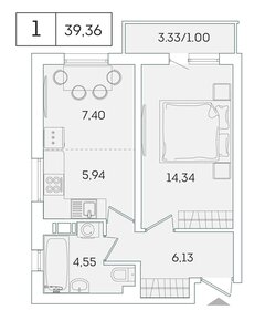 Квартира 38,3 м², 1-комнатная - изображение 1
