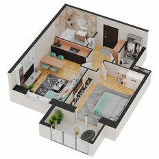 Квартира 54,9 м², 1-комнатная - изображение 2