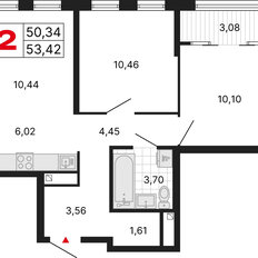 Квартира 53,4 м², 2-комнатная - изображение 2
