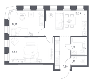 Квартира 57,3 м², 2-комнатная - изображение 1