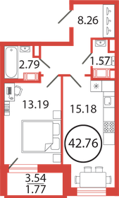 Квартира 42,8 м², 1-комнатная - изображение 1