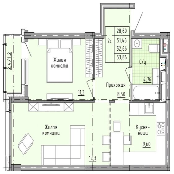 71 м², 2-комнатная квартира 9 600 000 ₽ - изображение 36