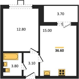 Квартира 36,6 м², 1-комнатная - изображение 1